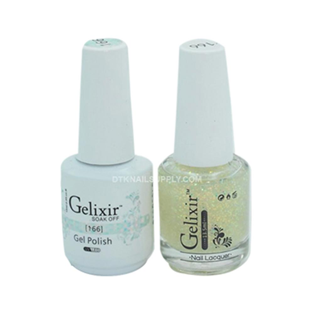 Gelixir Gel Nail Polish Duo - 166 Clear, Glitter Colors
