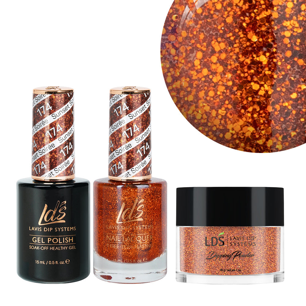 LDS 3 in 1 - 174 Sunset Soirée - Dip, Gel & Lacquer Matching