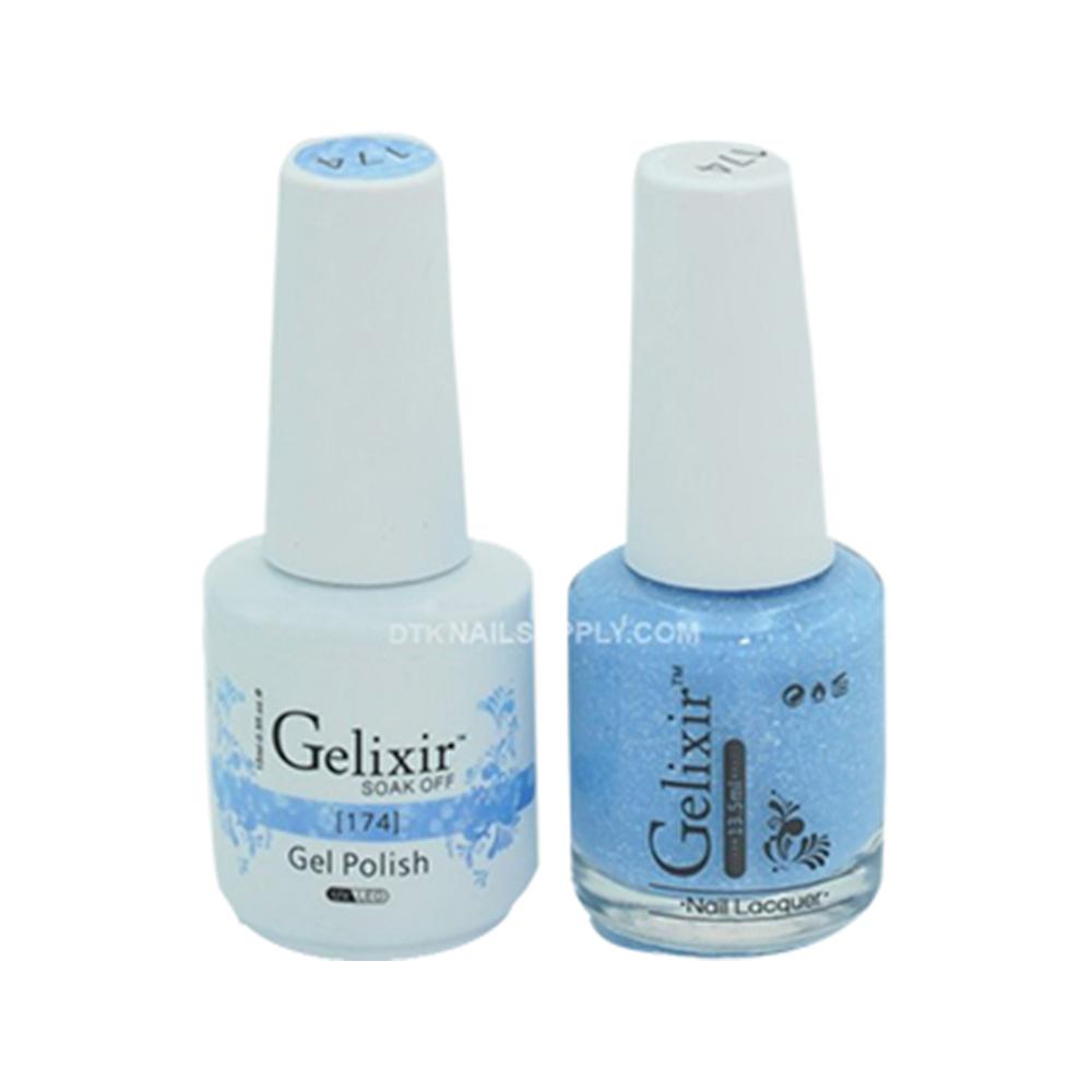 Gelixir Gel Nail Polish Duo - 174 Blue, Glitter Colors