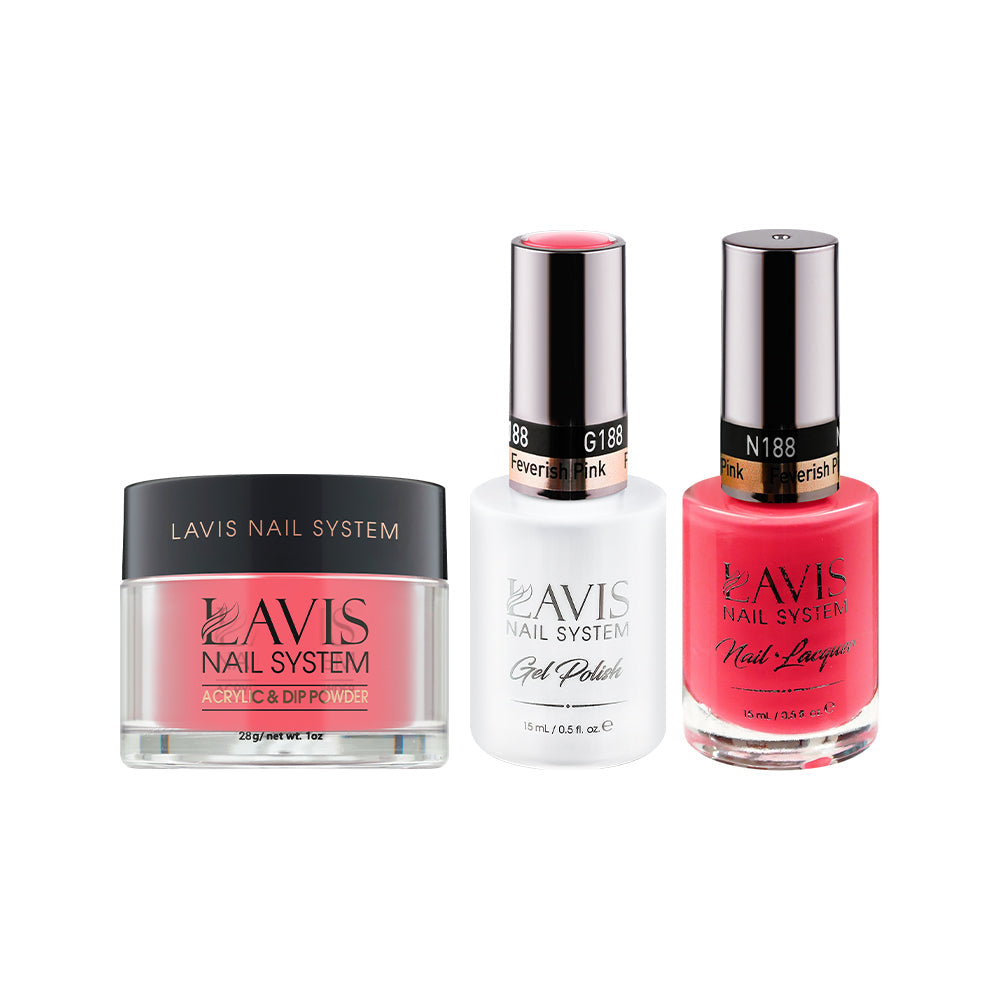 LAVIS 3 in 1 - 188 Feverish Pink - Acrylic & Dip Powder, Gel & Lacquer