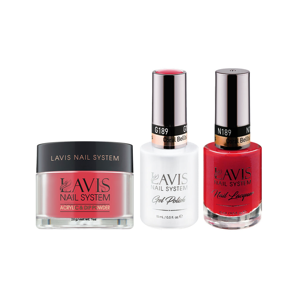 LAVIS 3 in 1 - 189 Coral Bellls - Acrylic & Dip Powder, Gel & Lacquer