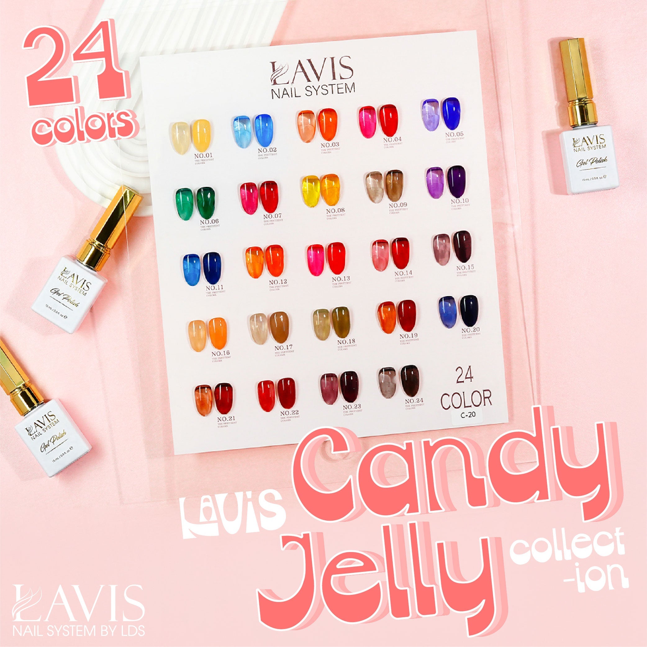 LAVIS J02-24 - Gel Polish 0.5oz - Candy Jelly Collection