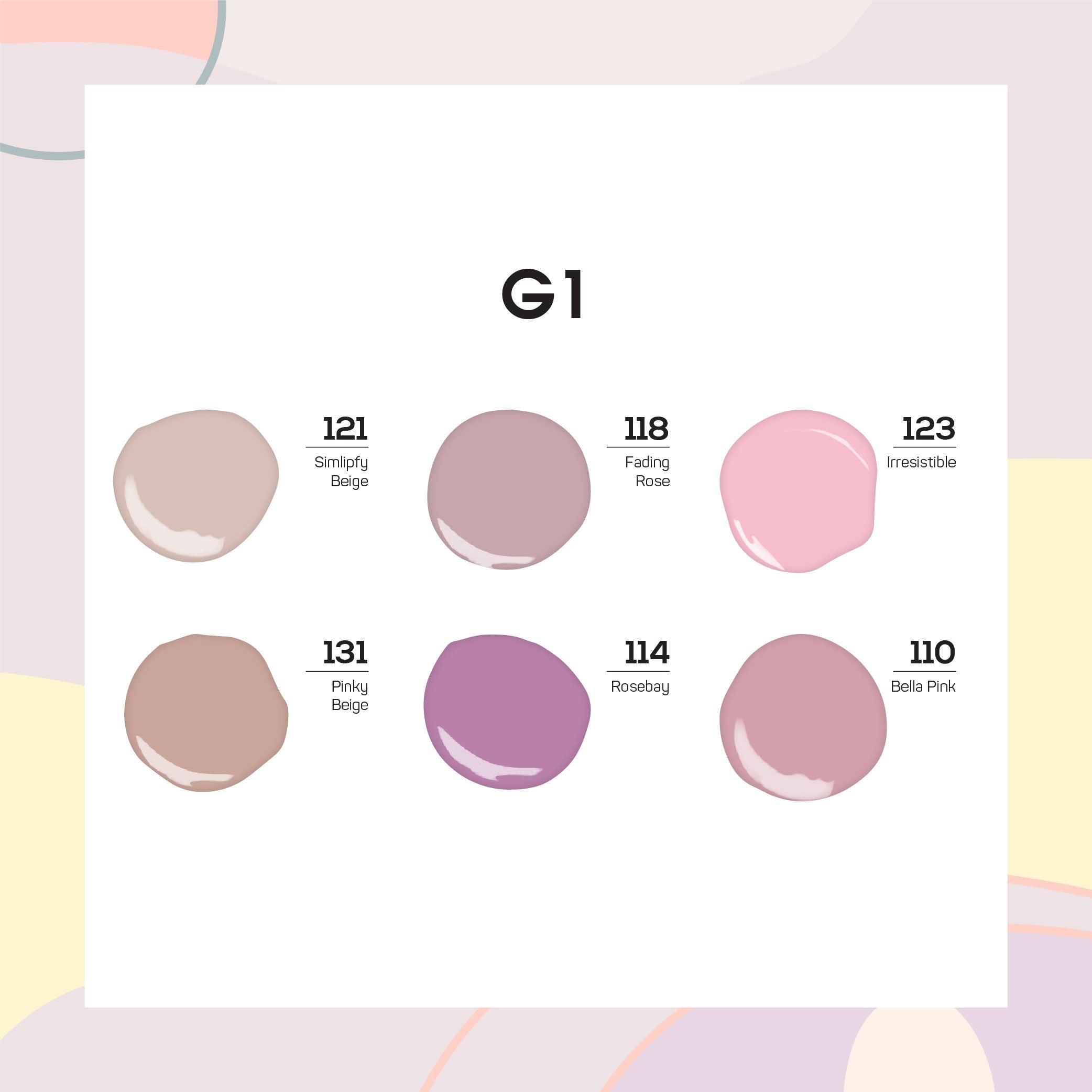 Lavis Gel Color Set G1 (6 colors): 121, 118, 123, 131, 114, 110