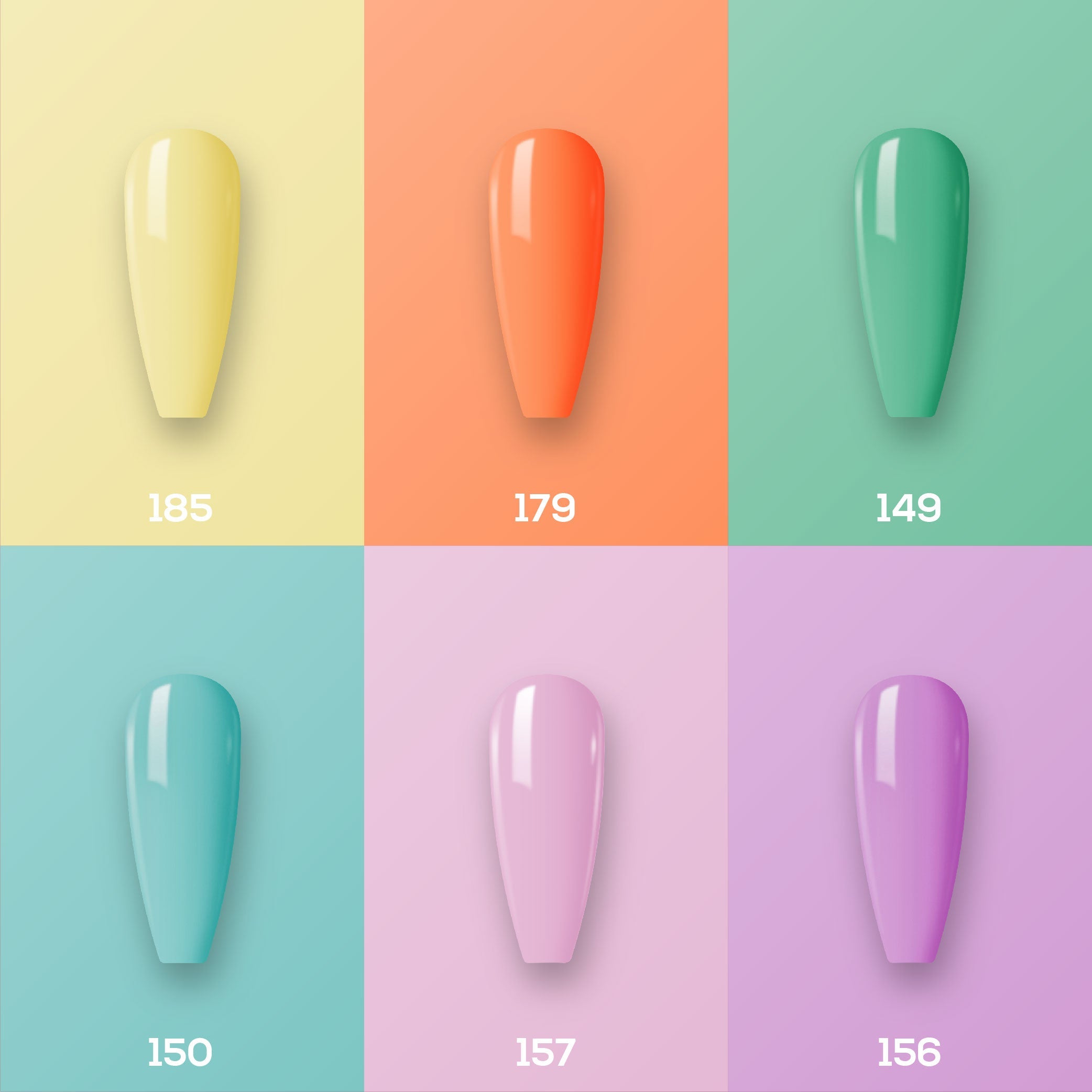 Lavis Gel Summer Color Set G7 (6 colors): 185, 179, 149, 150, 157, 156