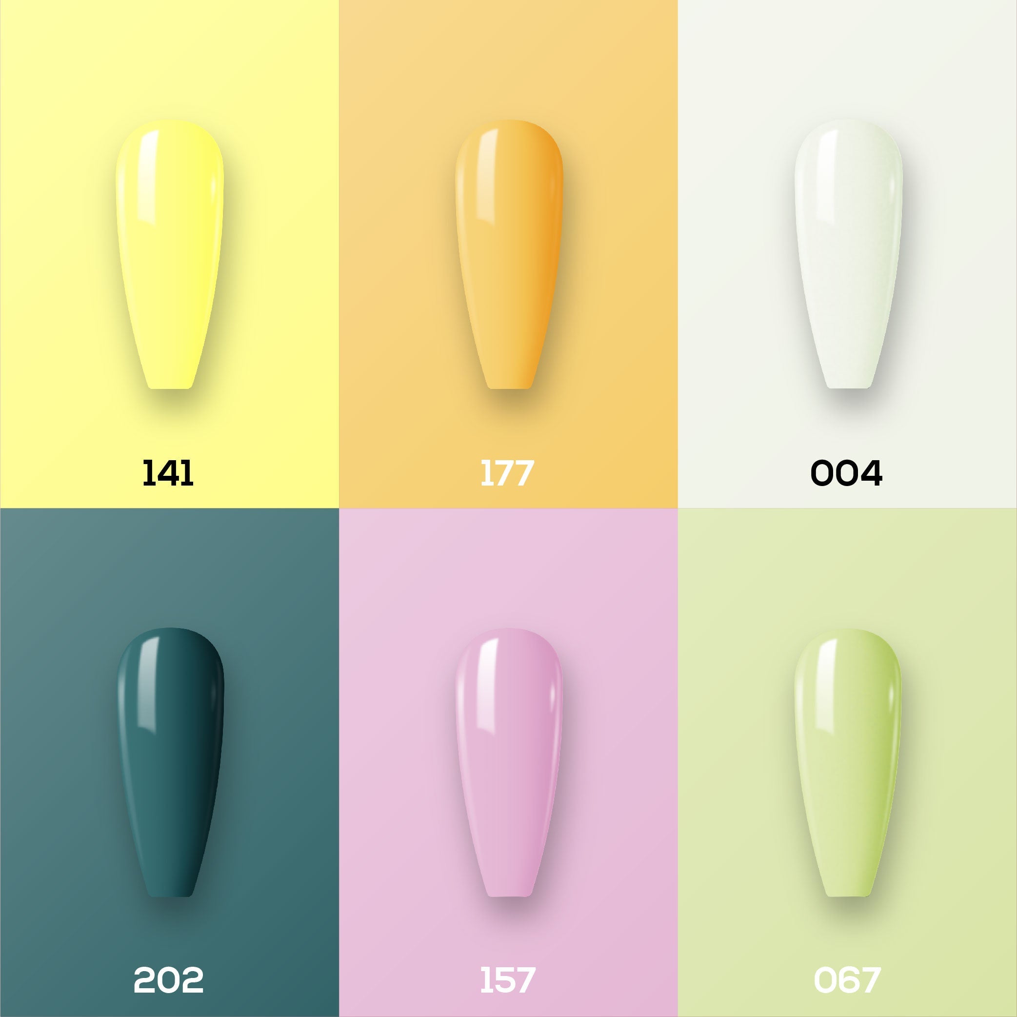 Lavis Gel Summer Color Set G8 (6 colors): 141, 177, 004, 202, 157, 067