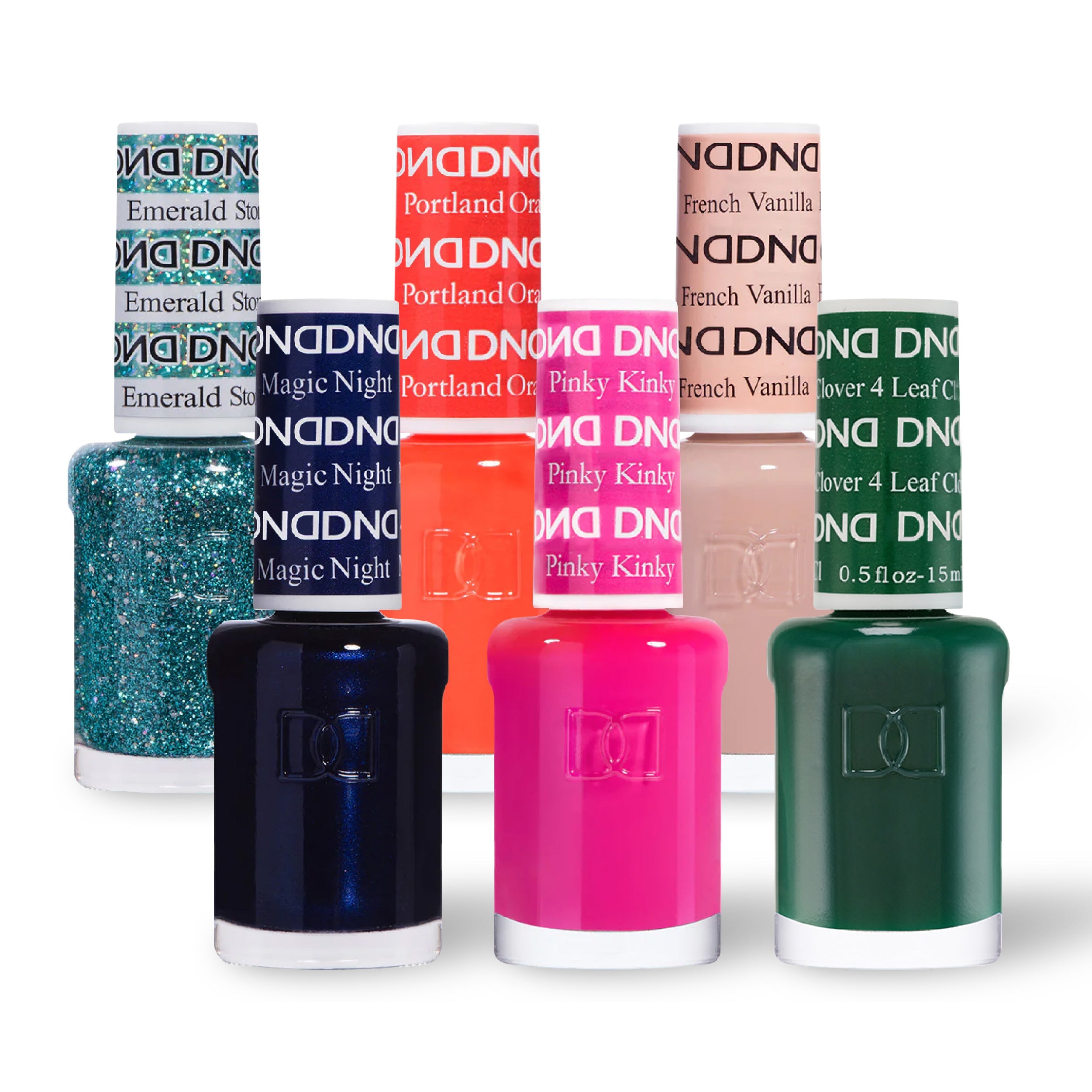 DND 6 Nail Lacquer - Set 1 GLITTER, ORANGE, NUDE, BLUE, PINK & GREEN