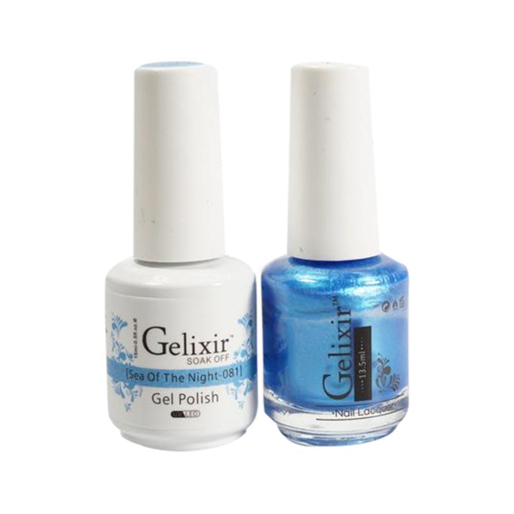 Gelixir Gel Nail Polish Duo - 081 Blue, Glitter Colors - Sea Of Night