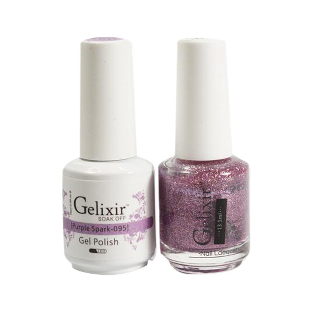 Gelixir Gel Nail Polish Duo - 095 Glitter, Pink Colors - Purple Spark