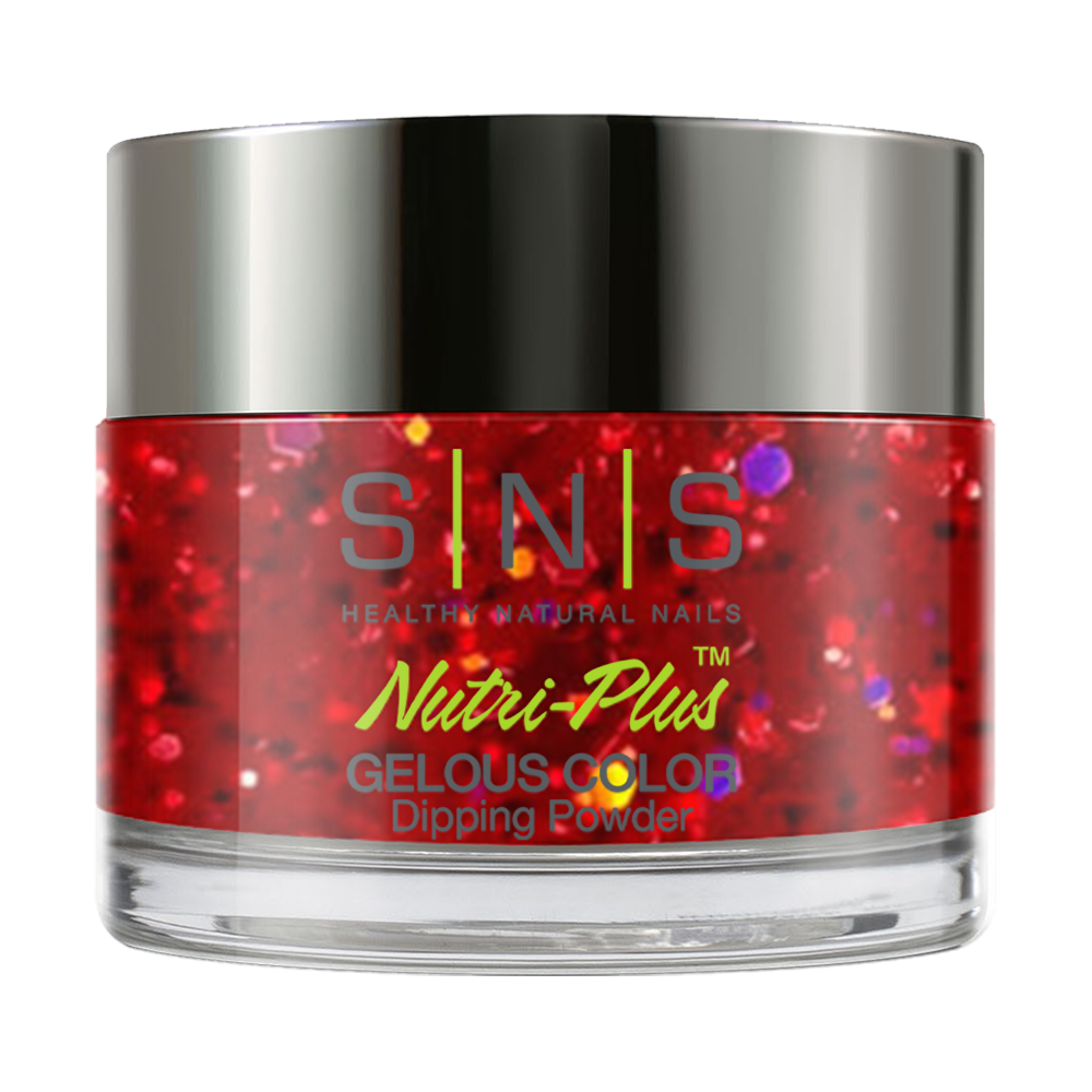 SNS Dipping Powder Nail - BP34 - Red, Glitter Colors
