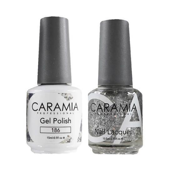 Caramia Gel Nail Polish Duo - 186 Silver, Glitter Colors