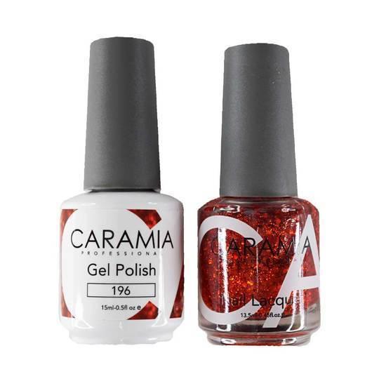 Caramia Gel Nail Polish Duo - 196 Red, Glitter Colors