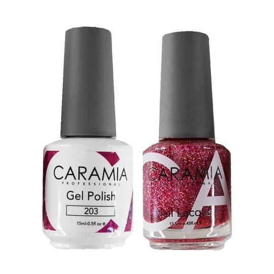 Caramia Gel Nail Polish Duo - 203 Pink, Glitter Colors