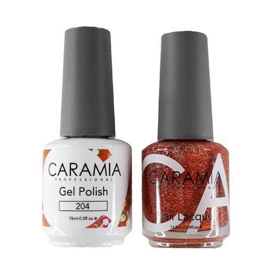 Caramia Gel Nail Polish Duo - 204 Orange, Glitter Colors