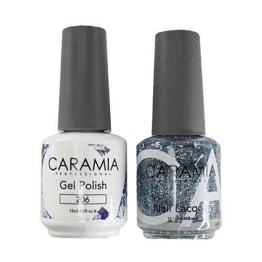 Caramia Gel Nail Polish Duo - 206 Silver, Glitter Colors