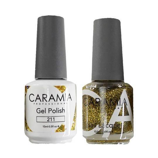 Caramia Gel Nail Polish Duo - 211 Gold, Glitter Colors