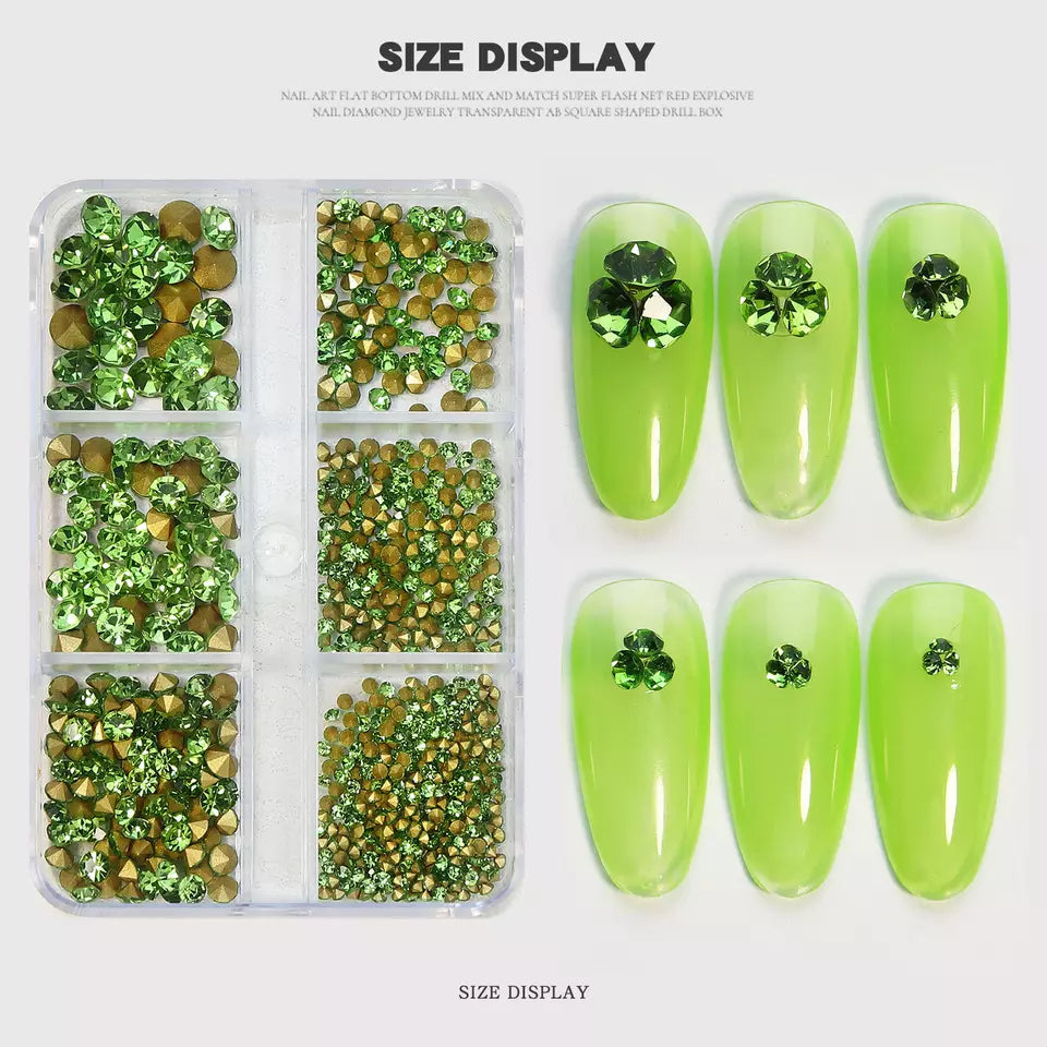 Mix Size 3D Sharp Diamond - 07# Green