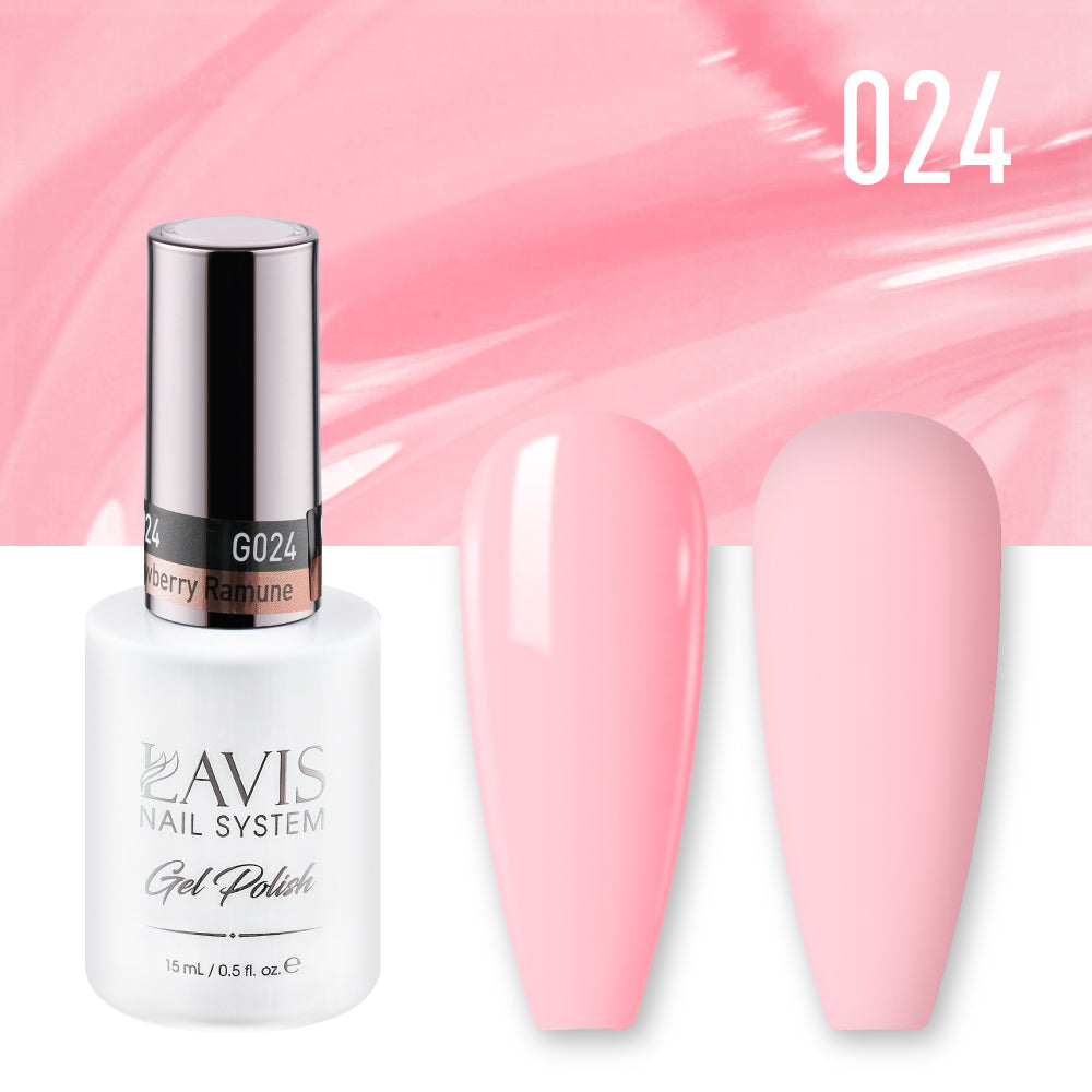 Lavis Gel Nail Polish Duo - 024 Pink Colors - Strawberry Ramune