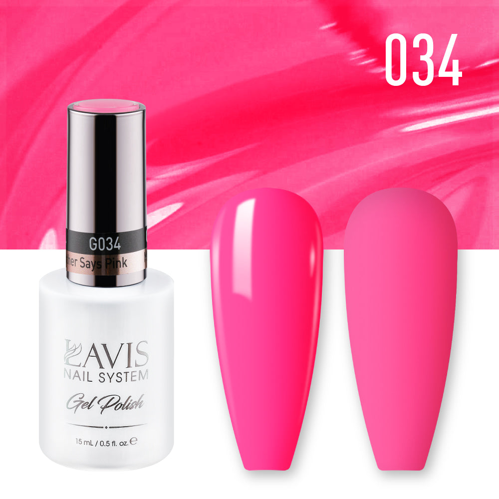 Lavis Gel Nail Polish Duo - 034 Pink Neon Colors - My Brother Says Pink