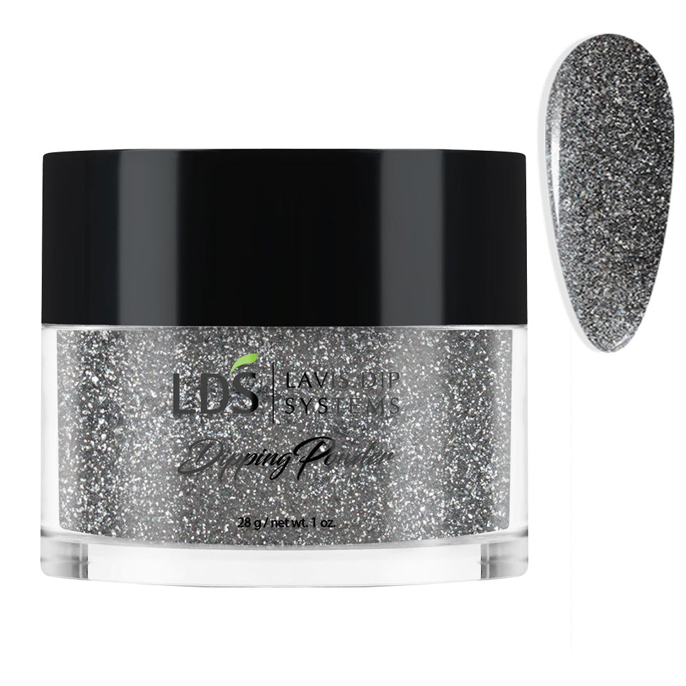LDS Black, Glitter Dipping Powder Nail Colors - 046 Smoke And Ashes