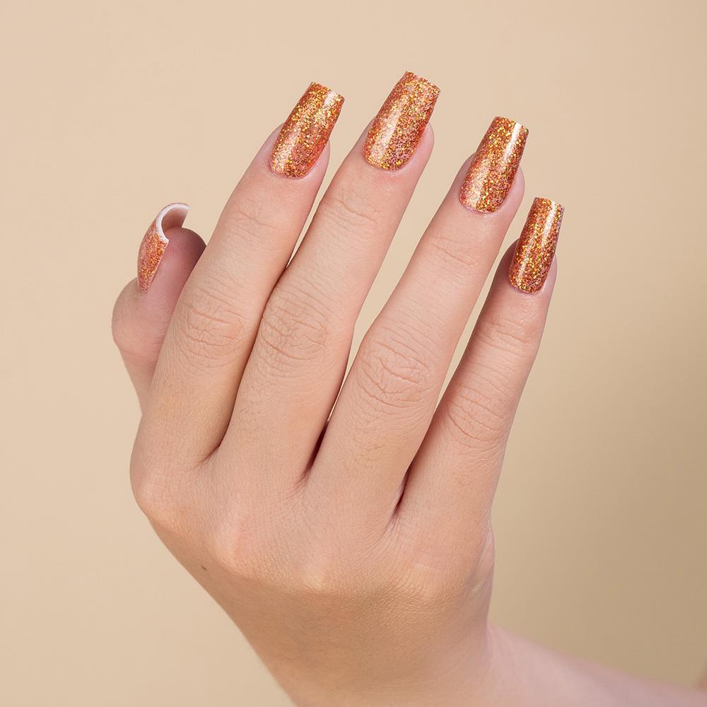 LDS Gel Nail Polish Duo - 176 Glitter, Gold Colors - Autumn Russet