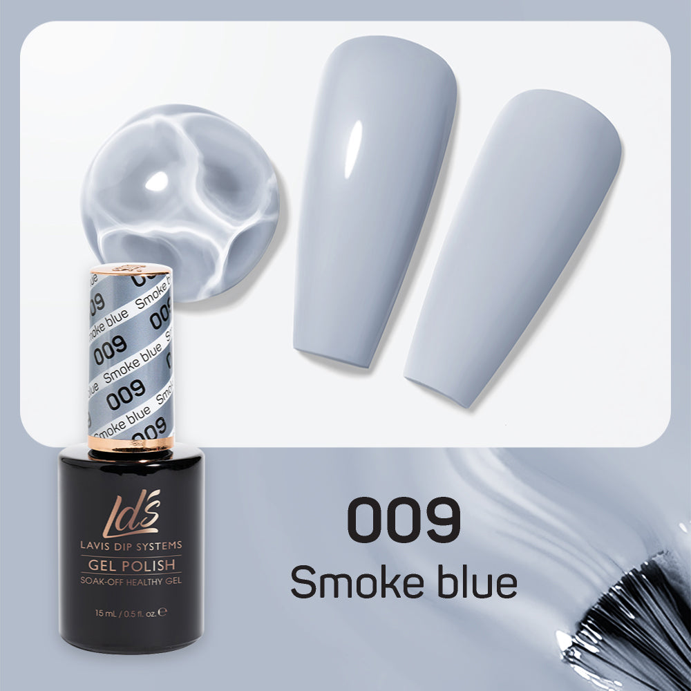 LDS Gel Nail Polish Duo - 009 Blue, Gray Colors - Smoke Blue
