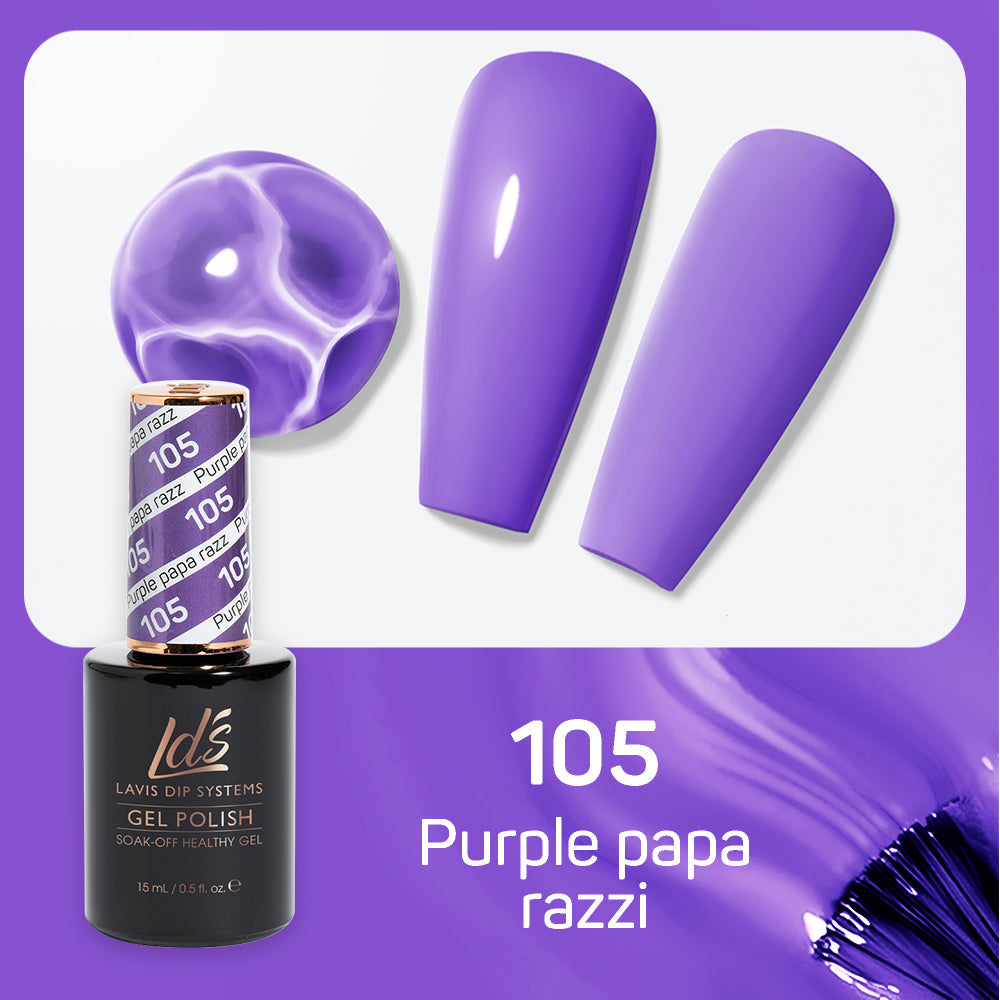 LDS Gel Nail Polish Duo - 105 Purple Colors - Purple Papa Razzi