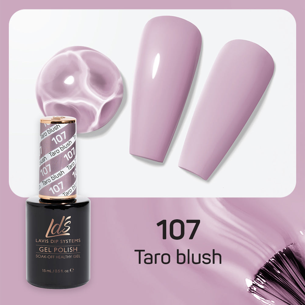 LDS Gel Nail Polish Duo - 107 Gray, Purple Colors - Taro Blush