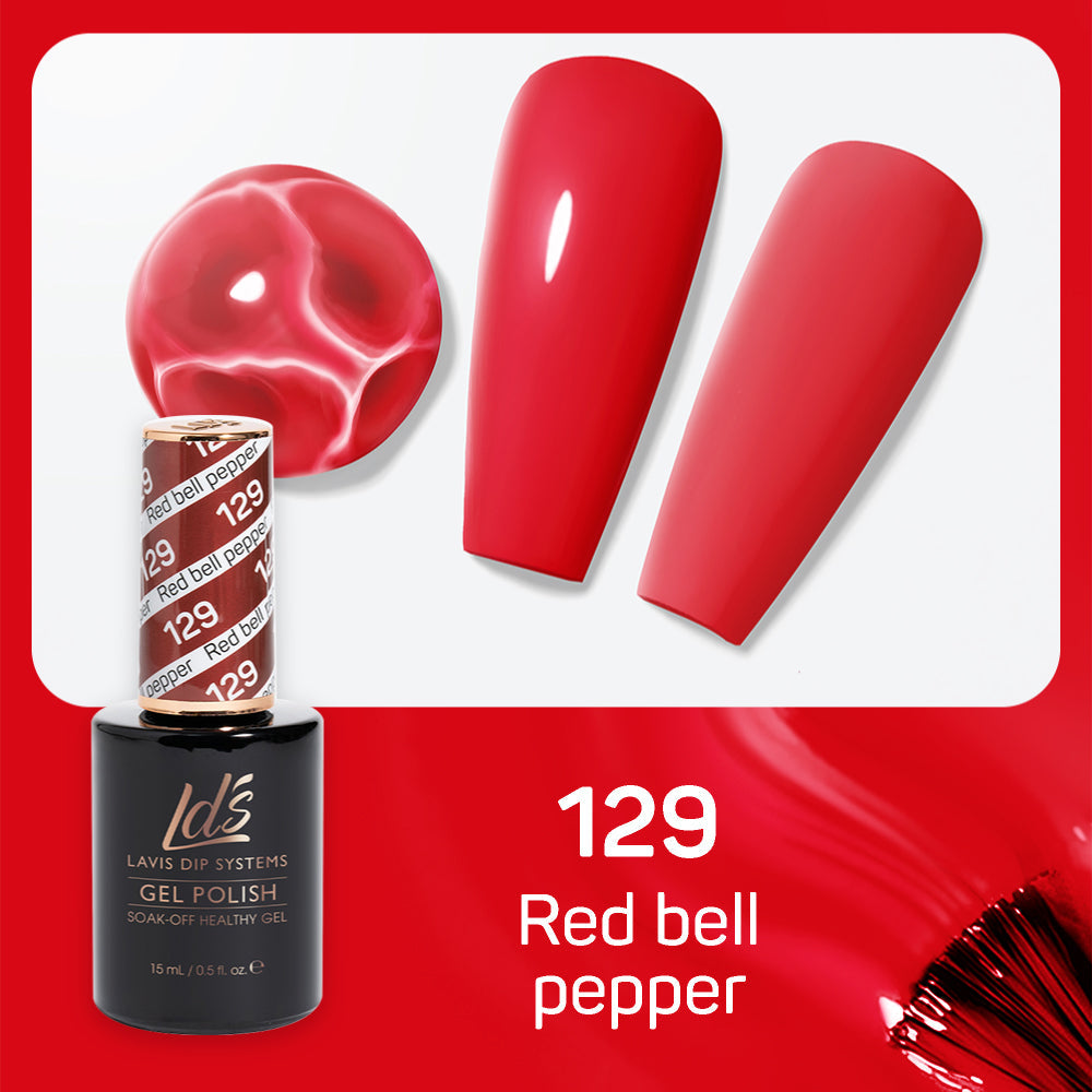 LDS Gel Nail Polish Duo - 129 Red Colors - Red Bell Pepper