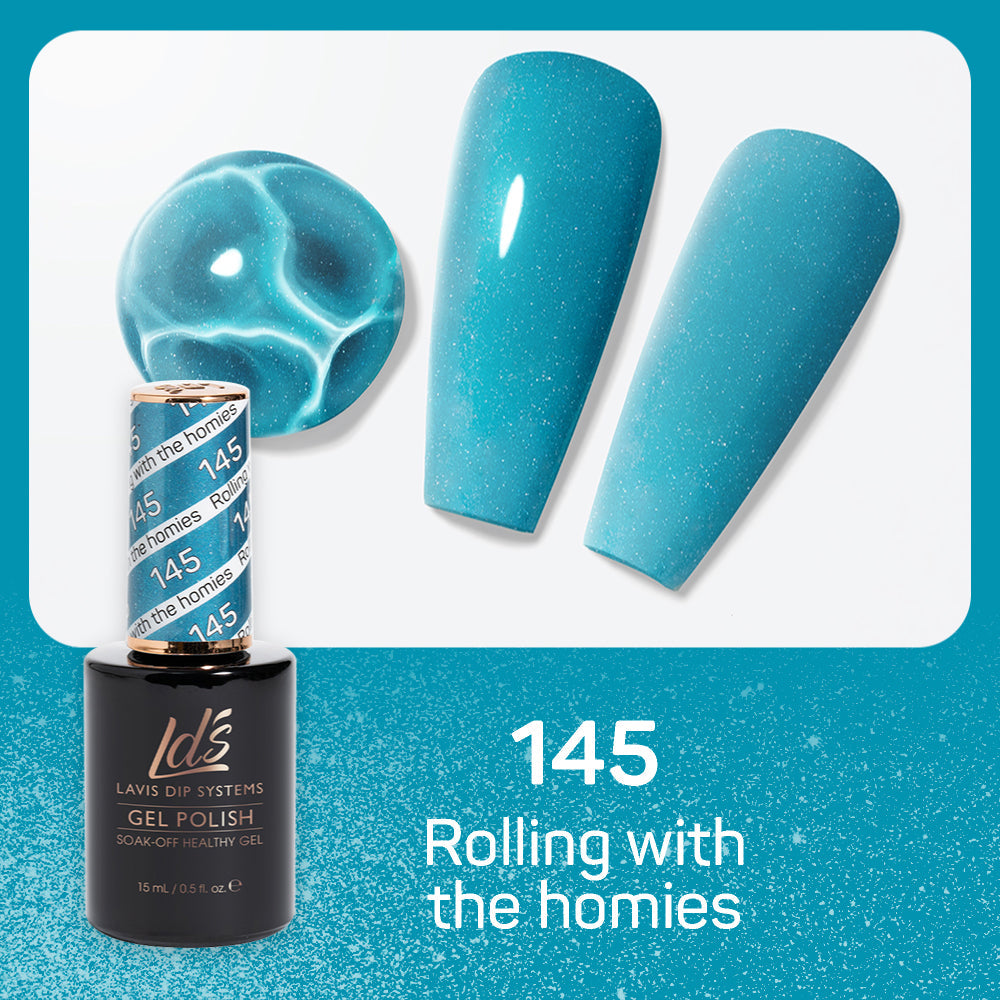 LDS Gel Nail Polish Duo - 145 Blue Colors - Rolling With The Homies
