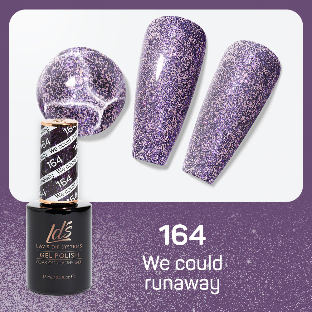 LDS Gel Nail Polish Duo - 164 Glitter, Purple Colors - We Could Runaway
