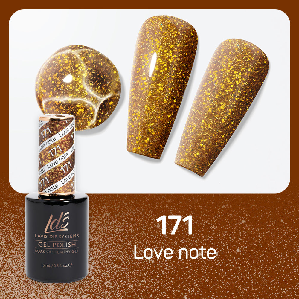 LDS Gel Nail Polish Duo - 171 Glitter, Gold Colors - Love Note