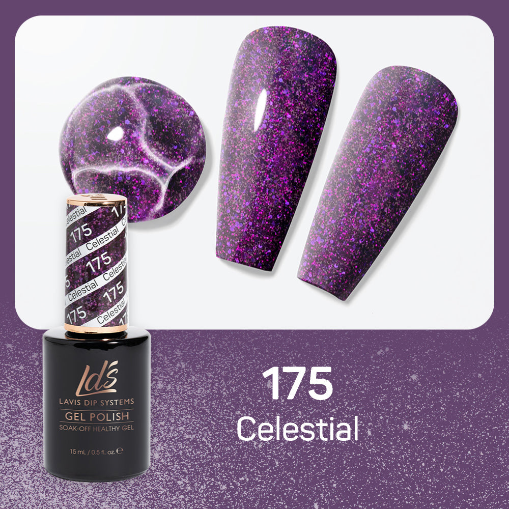 LDS Gel Nail Polish Duo - 175 Glitter, Purple Colors - Celestial