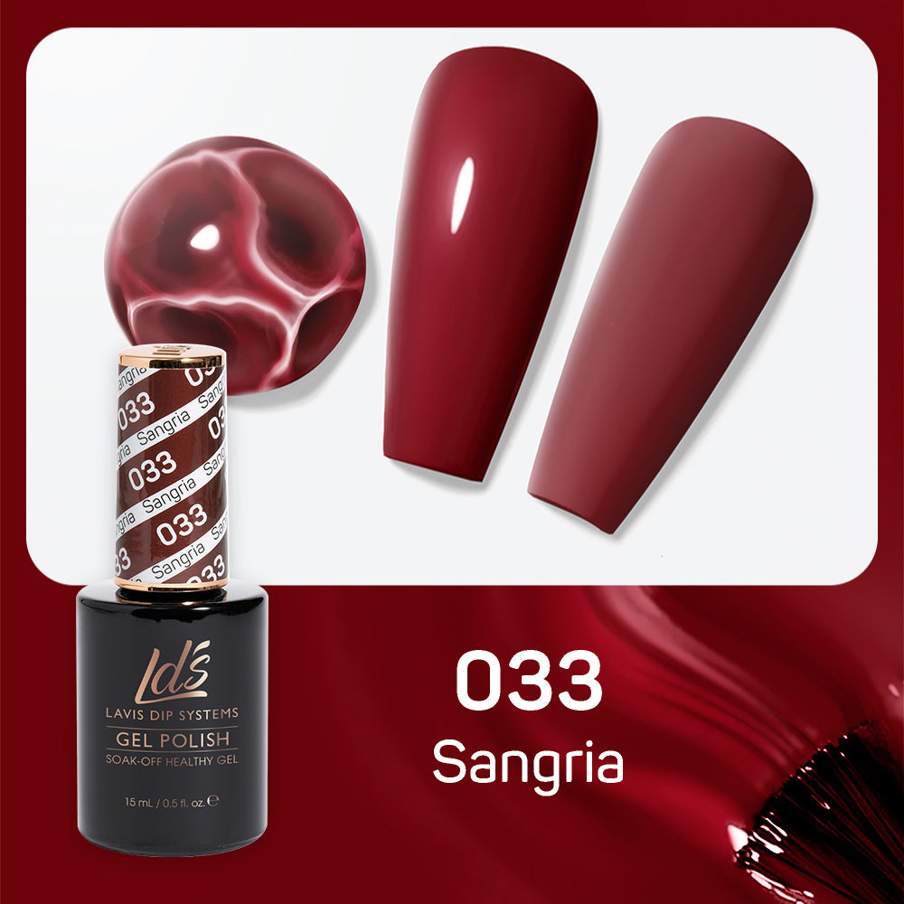 LDS Gel Nail Polish Duo - 033 Red Colors - Sangria