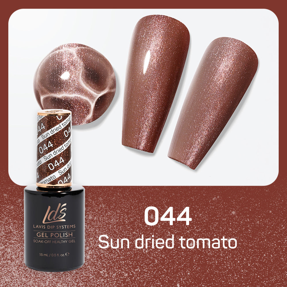 LDS Gel Nail Polish Duo - 044 Brown, Glitter Colors - Sun Dried Tomato