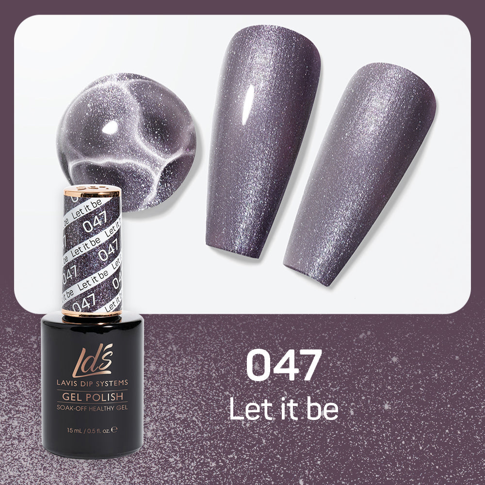 LDS Gel Nail Polish Duo - 047 Glitter, Purple Colors - Let It Be