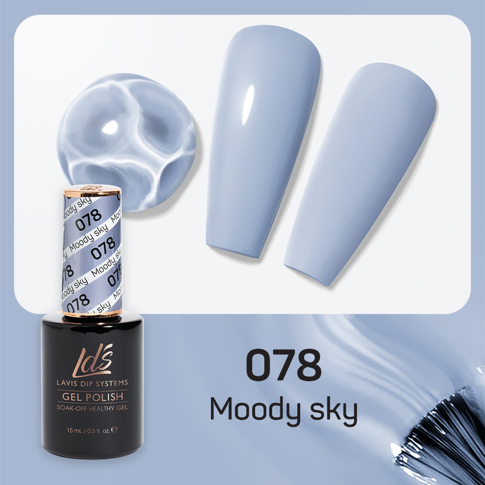 LDS Gel Nail Polish Duo - 078 Blue Colors - Moody Sky