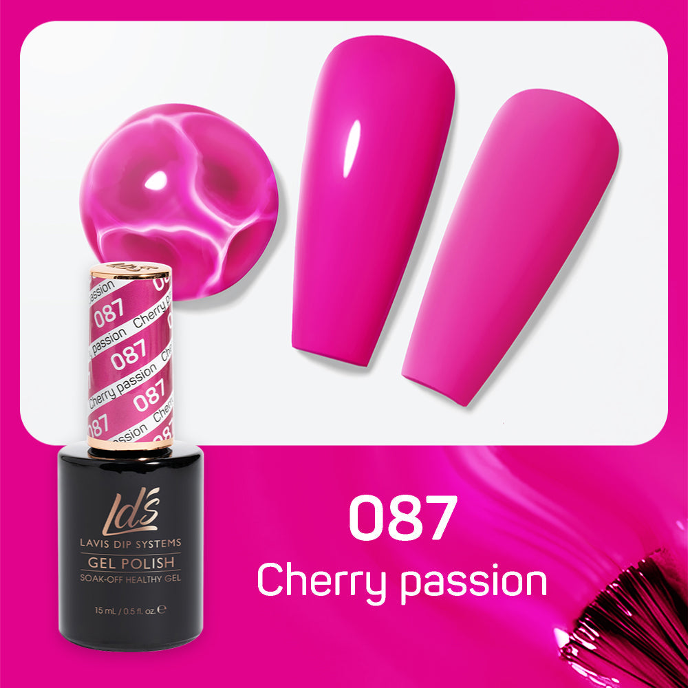 LDS Gel Nail Polish Duo - 087 Pink Colors - Cherry Passion