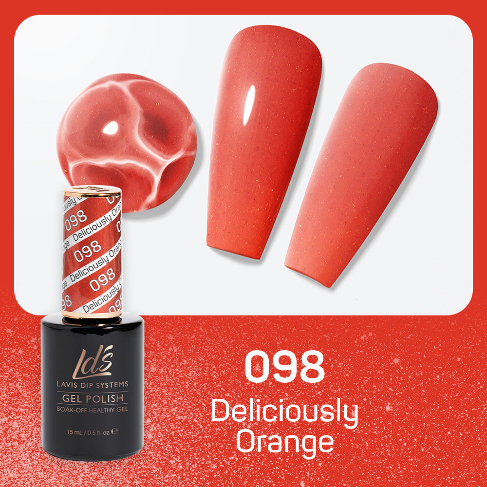 LDS Gel Nail Polish Duo - 098 Glitter, Orange Colors - Deliciously Orange