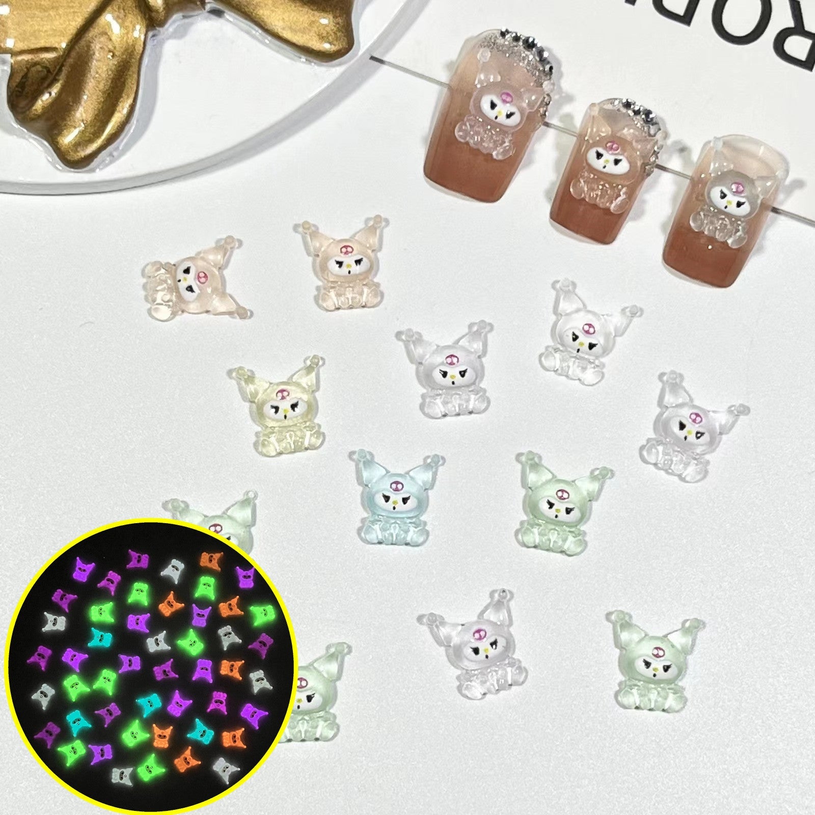 #089-094 2PCS Glow in the Dark Kuromi Nail Charm