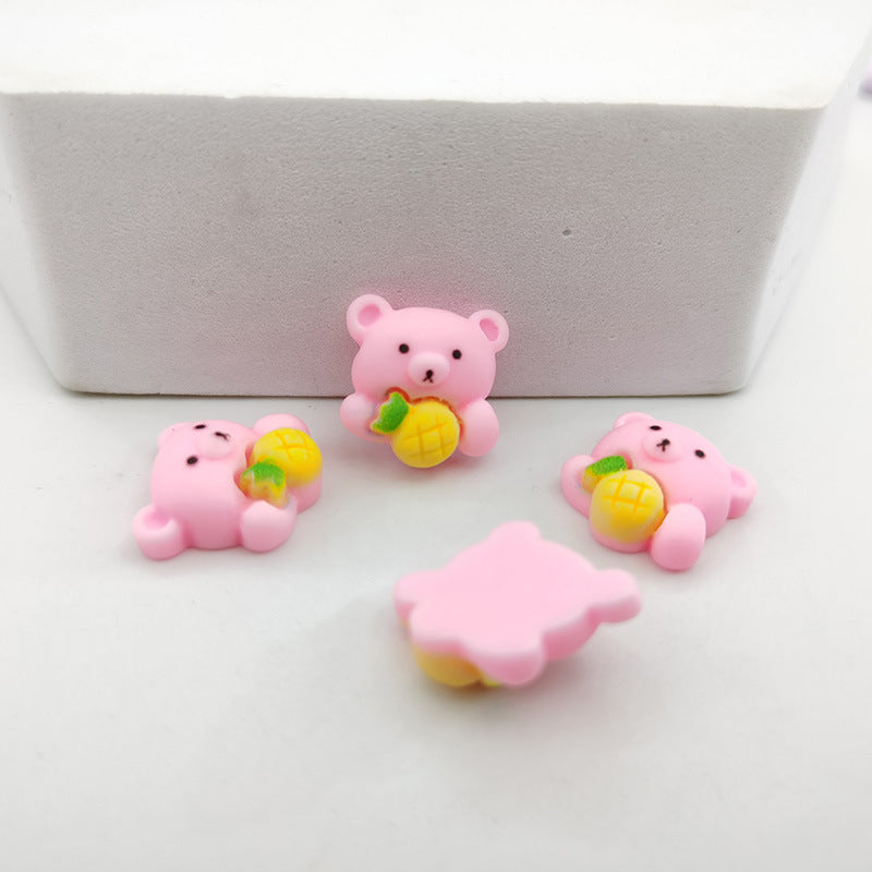 #437 2PCS Pink Bear with Pineapple Charm