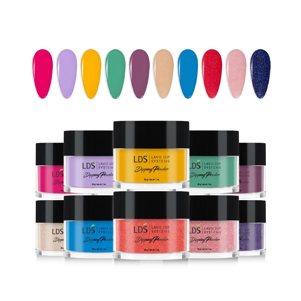  LDS Summer Collection 1oz/ea (10 Colors): 10, 11, 18, 19, 120, 143, 115, 131, 142, 134 by LDS sold by DTK Nail Supply
