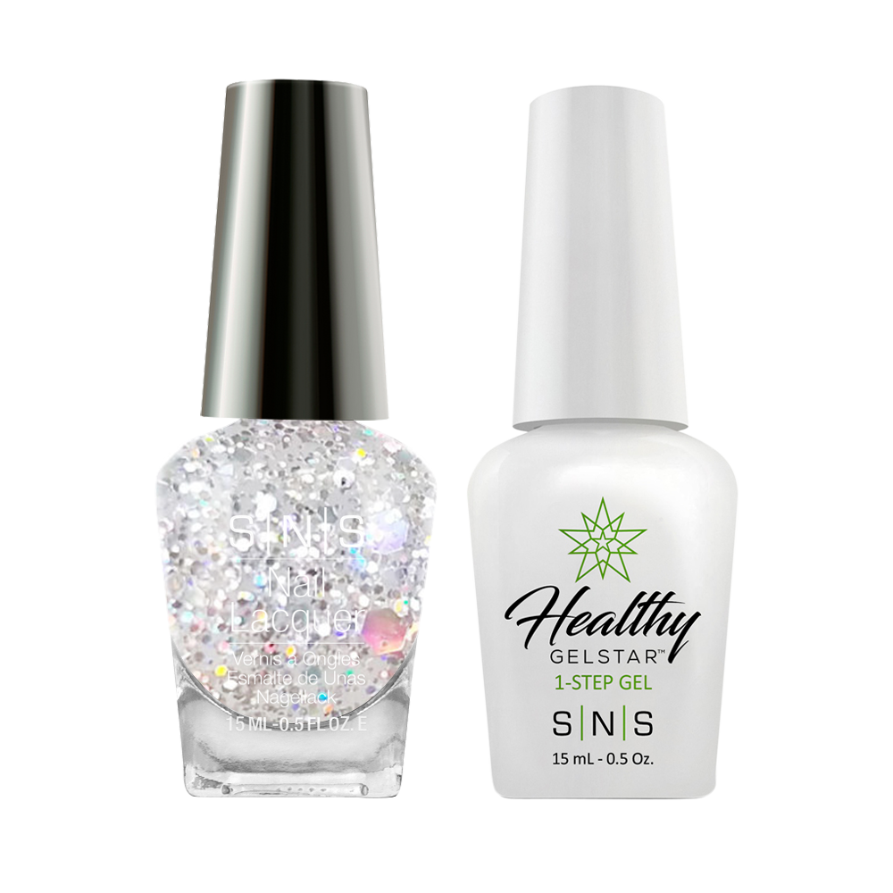SNS Gel Nail Polish Duo - BP16 Glitter, Silver Colors