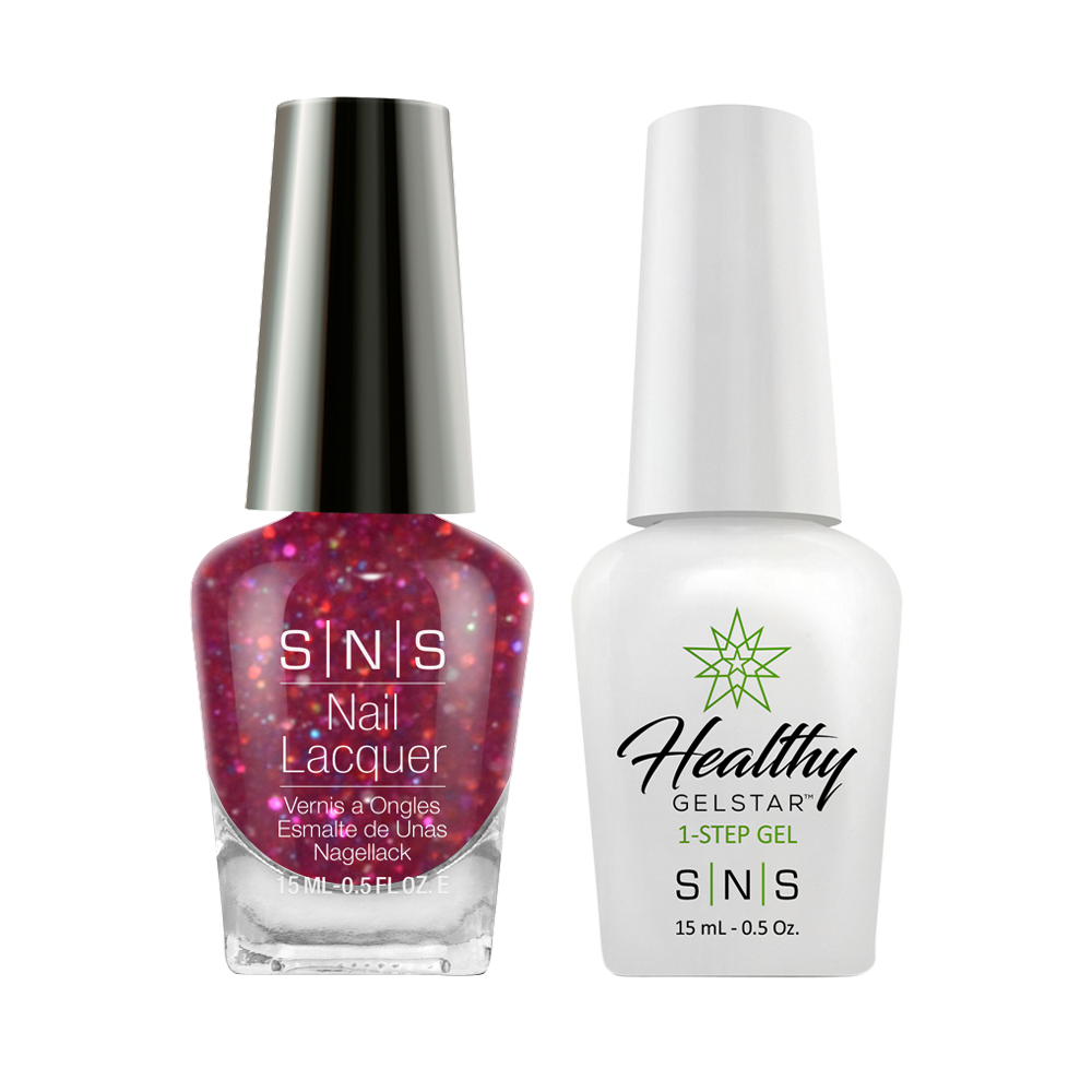 SNS Gel Nail Polish Duo - WW04 Glitter, Red Colors