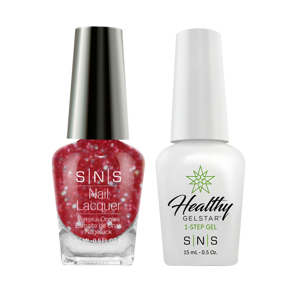 SNS Gel Nail Polish Duo - WW32 Red, Glitter Colors